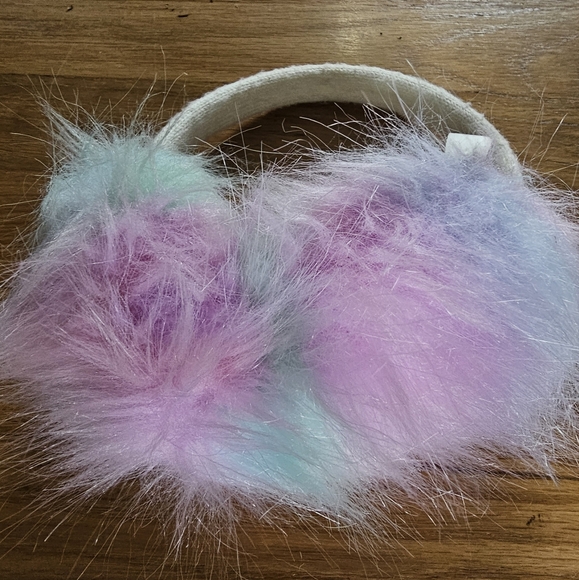 Capelli of New York Girl's Fluffy Cotton Candy Faux Fur Ear Muff & Mitten Set - Picture 5 of 11
